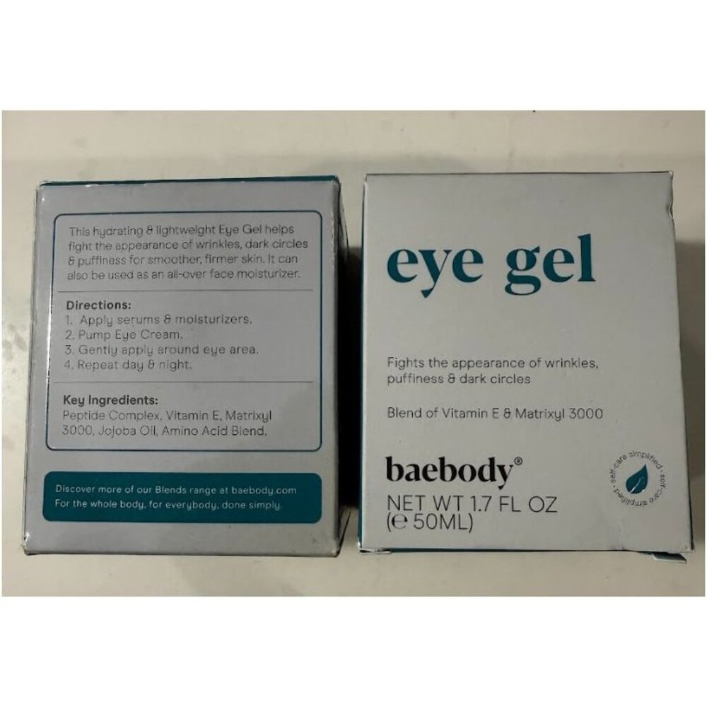 Baebody Beauty Morning and Night Eye Gel Peptide Complex 1.7 Fl Oz 2 Pack